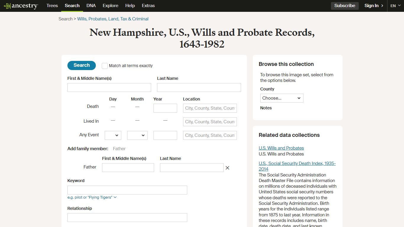 New Hampshire, U.S., Wills and Probate Records, 1643-1982